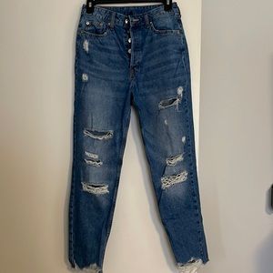 High Rise Distressed Boyfriend Jeans